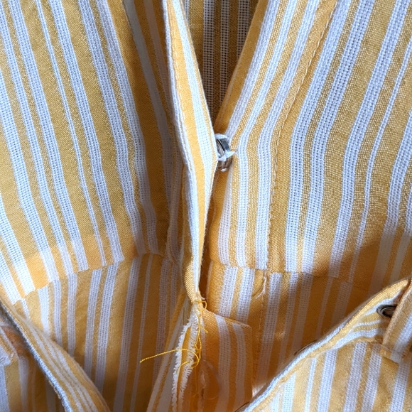 Skylar + Madison Dress | Button Yellow V Neck Belted - Picture 3 of 8